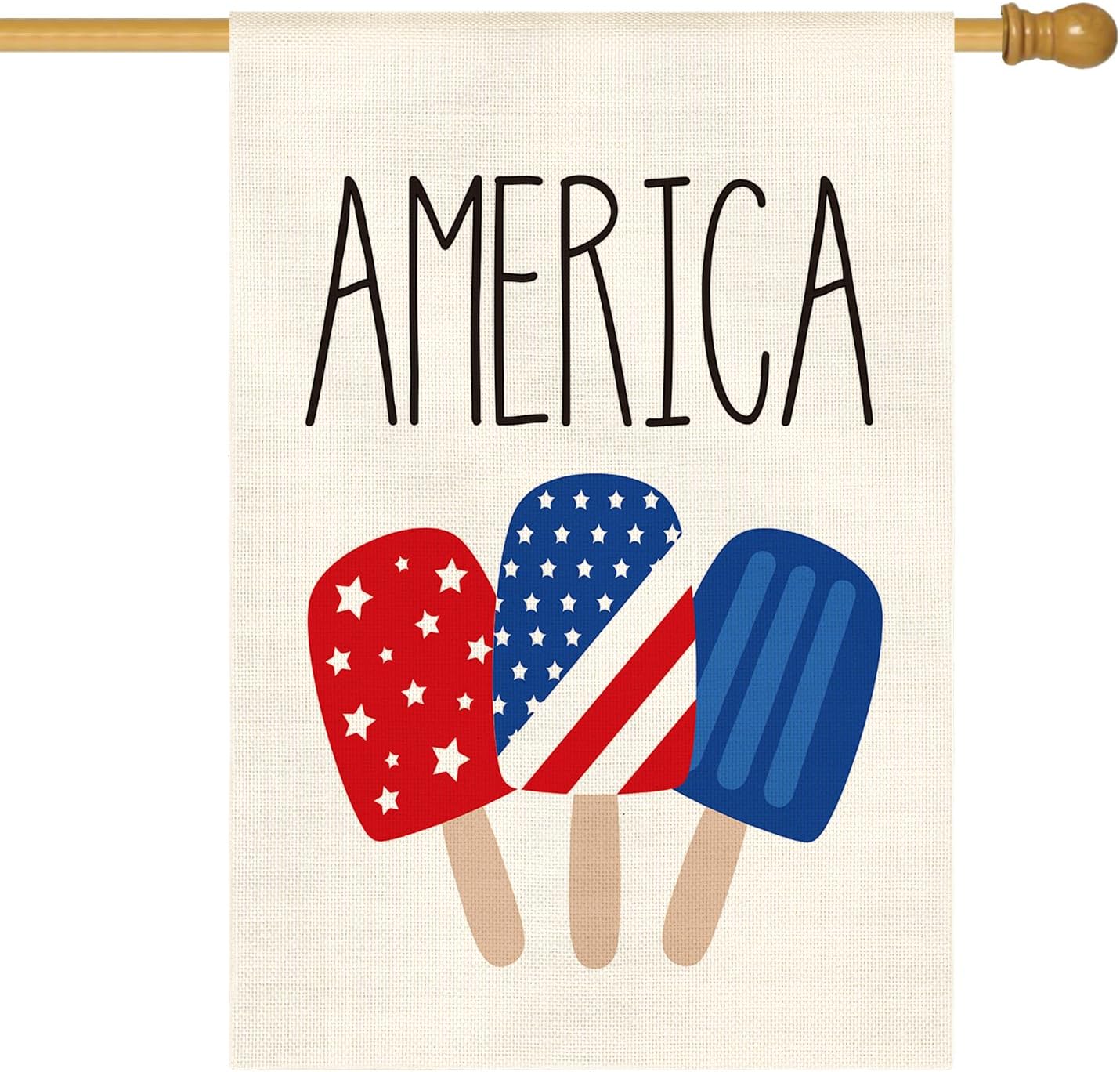 Bandera estrellas y rayas doble cara exterior 28"
