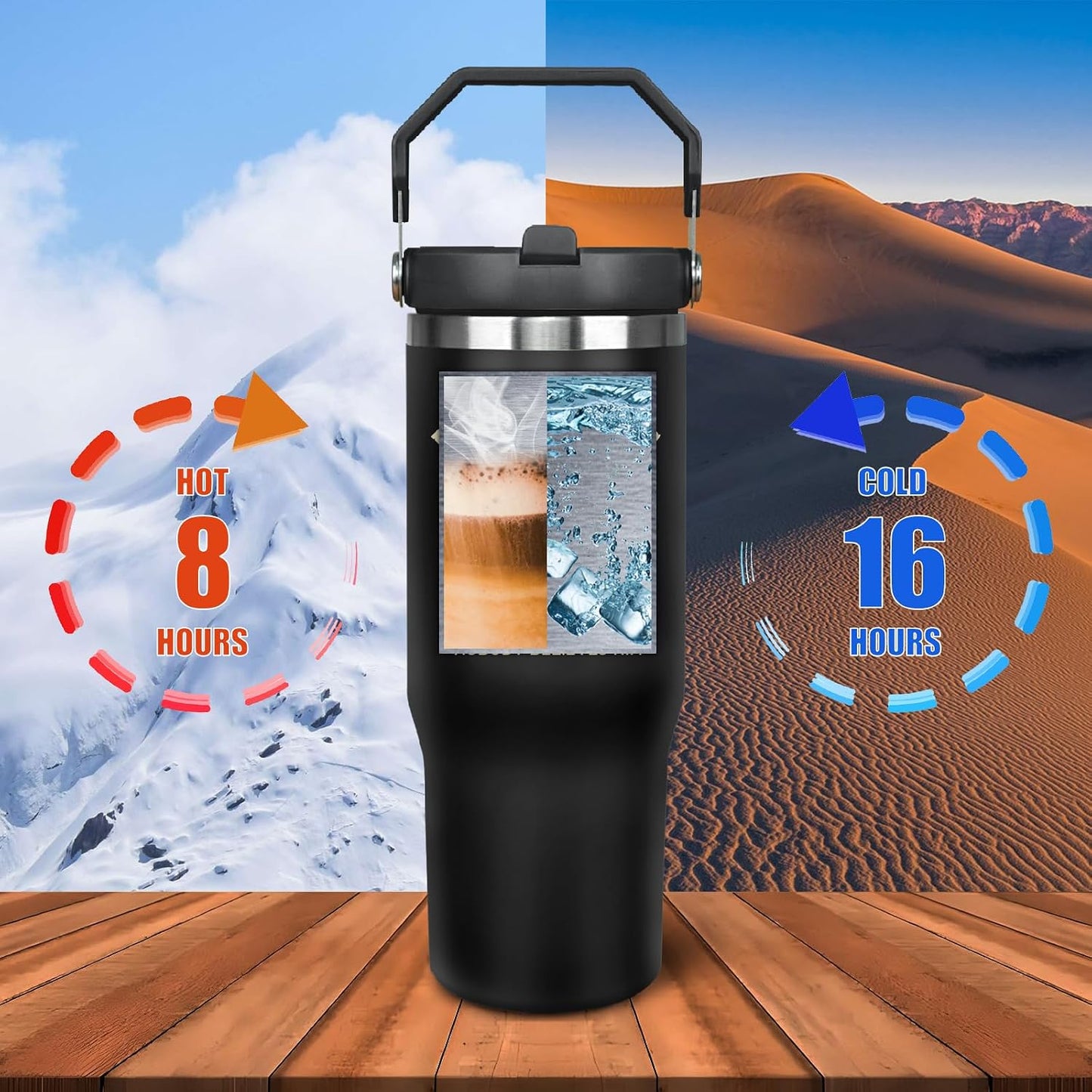 Vaso de pie 30oz con asa y popote regalo para papá