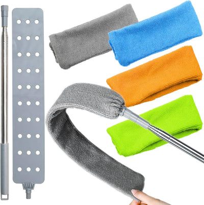 Cepillo limpiador retráctil 4 pzas paño microfibra flexible 100pulg