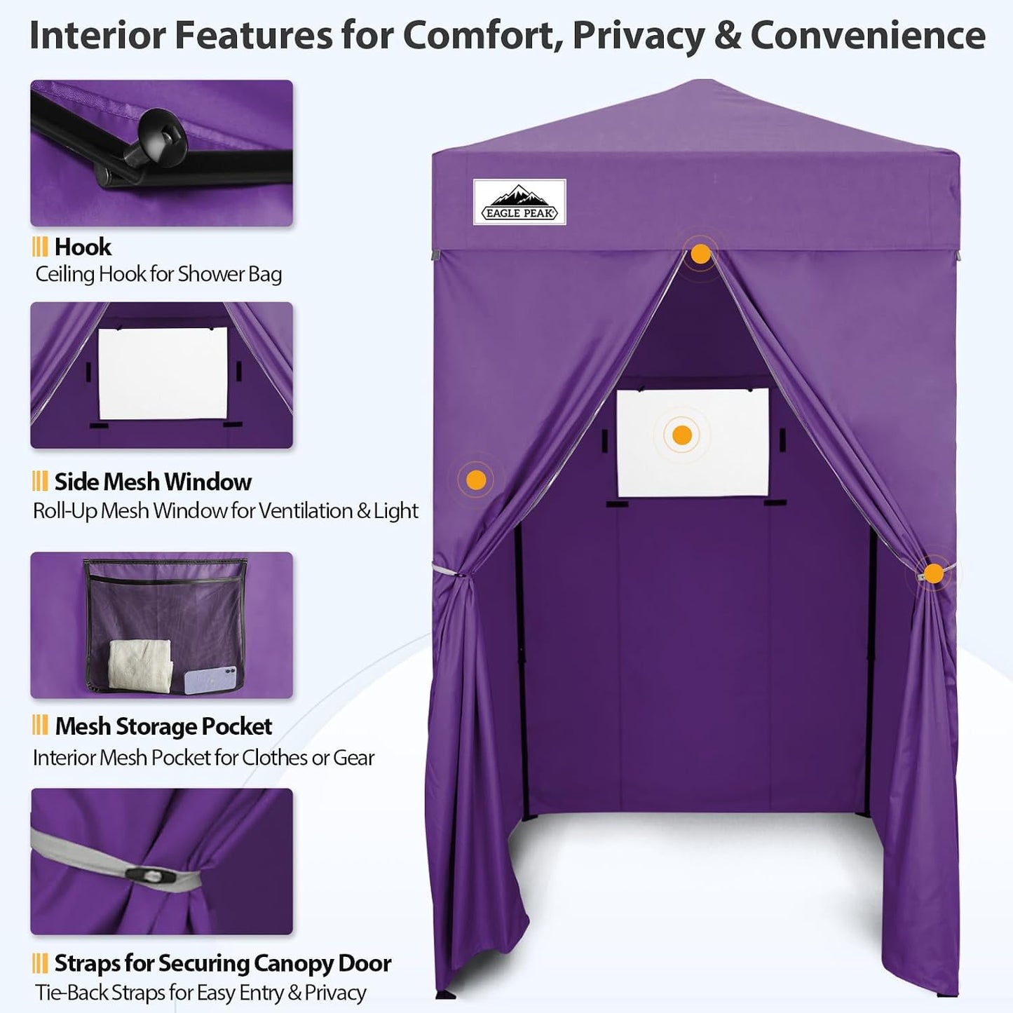 Toldo emergente 4x4ft vestidor portátil privado morado