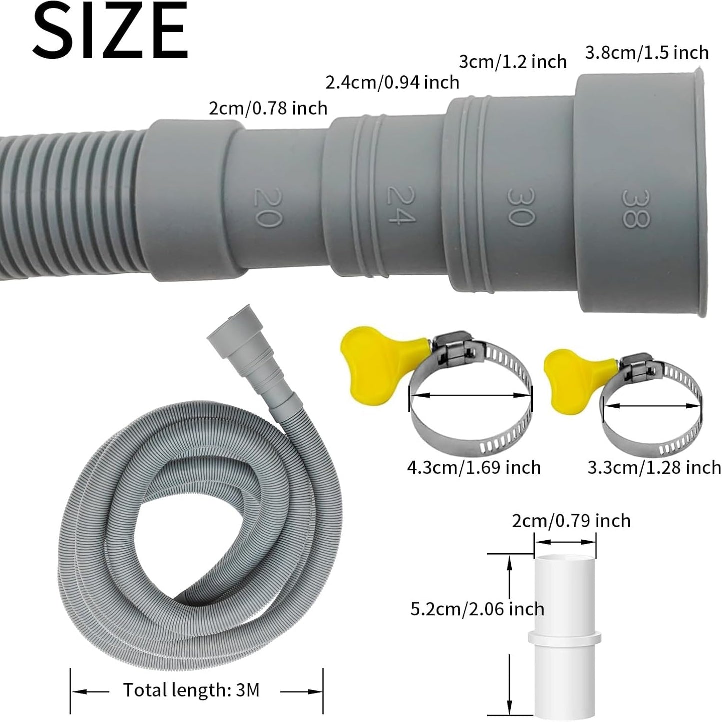 Manguera drenaje universal 10ft con adaptador y soporte curva U