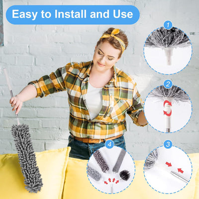 Kit plumero 5en1 para limpieza gris