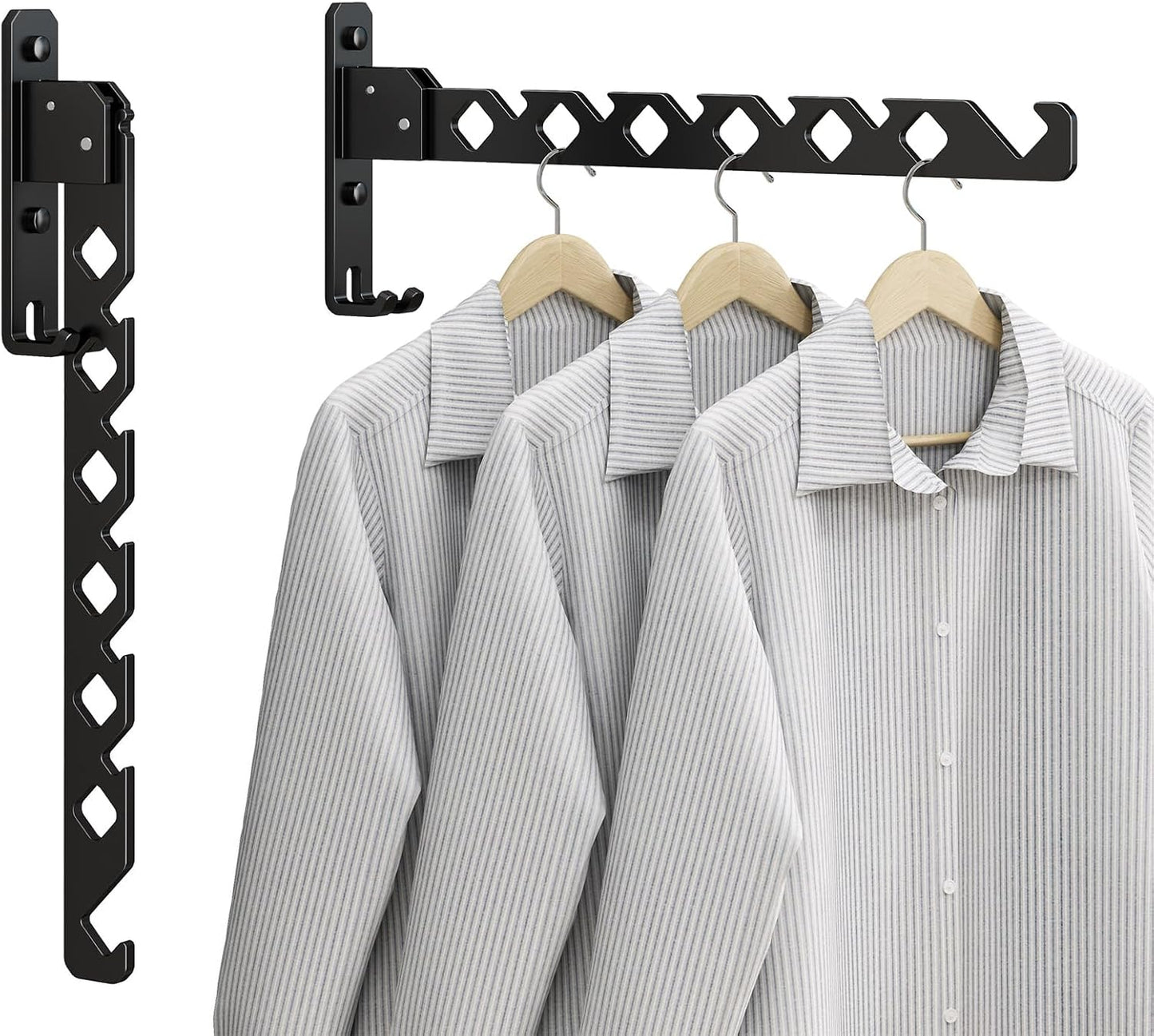 Perchero pared plegable para ropa negro mate set 2