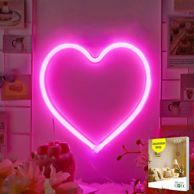 Letrero neón corazón rosa LED con USB San Valentín