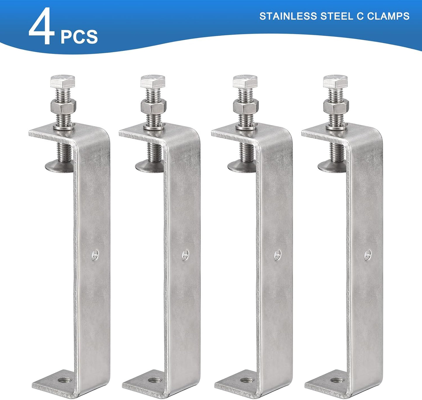 4 Abrazaderas C Acero Inox 304 5.12pulg Carpintería