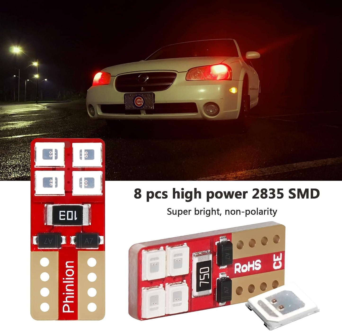 Bombillas LED T10 168 194 12V superbrillantes paquete 10