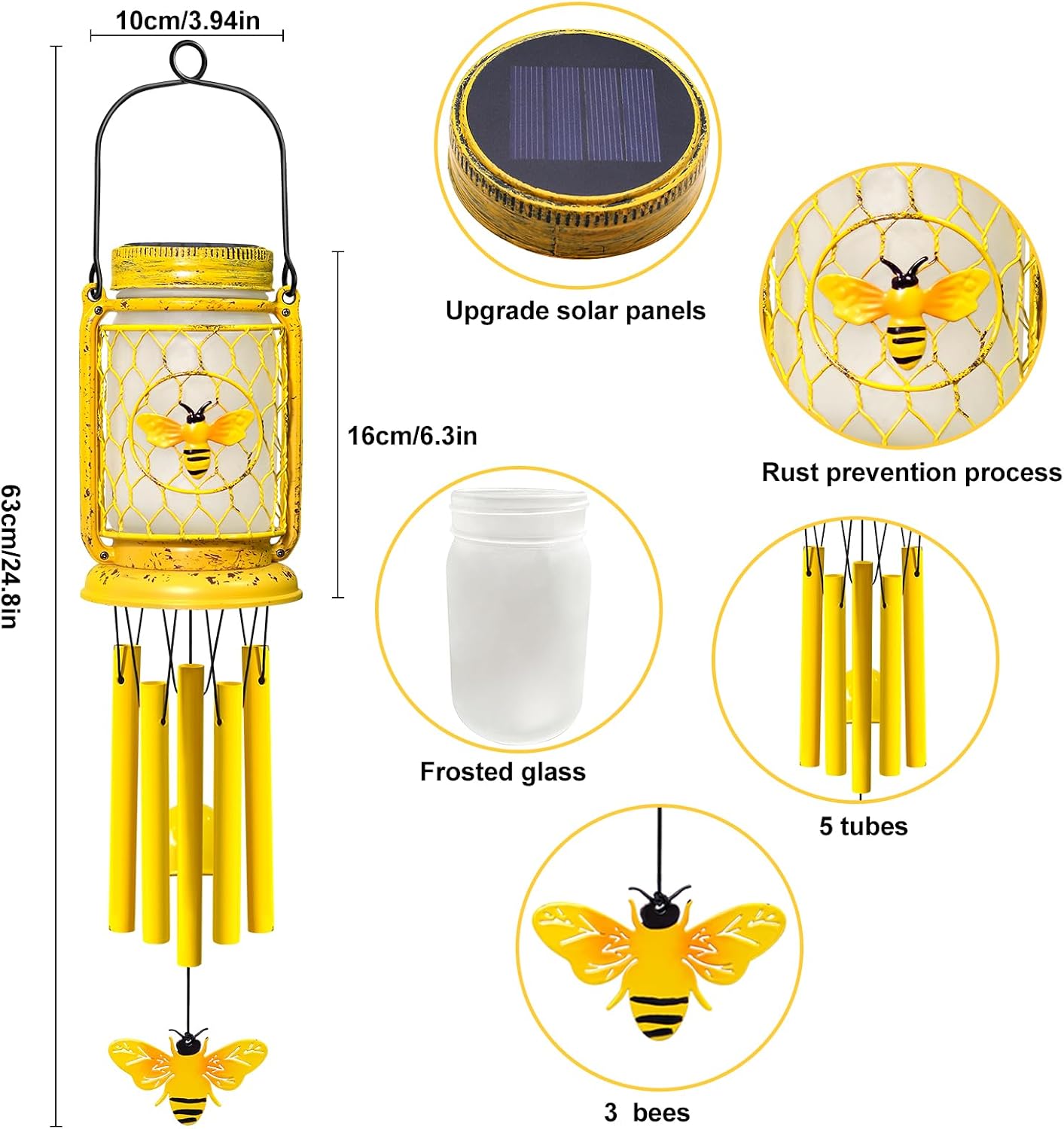Campanillas solares de viento para exteriores IP65 impermeable