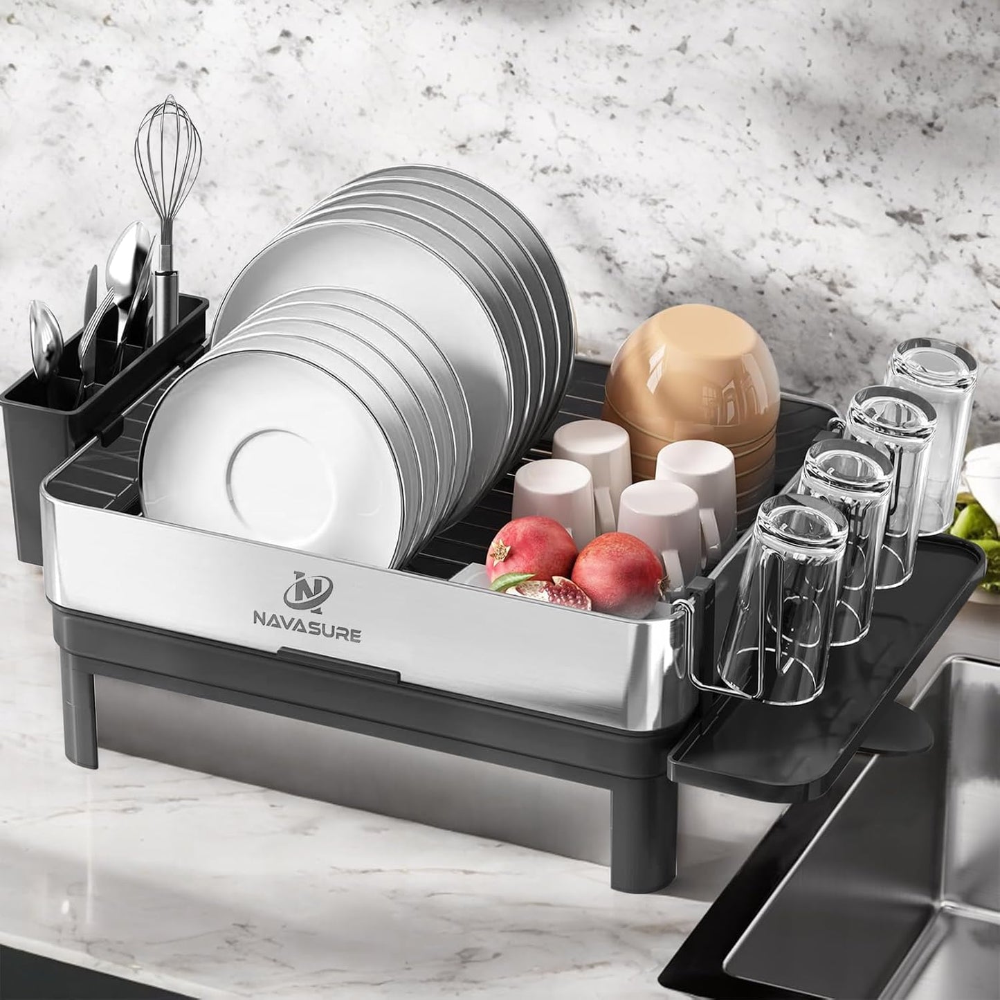 Escurridor platos acero inox encimera con soporte