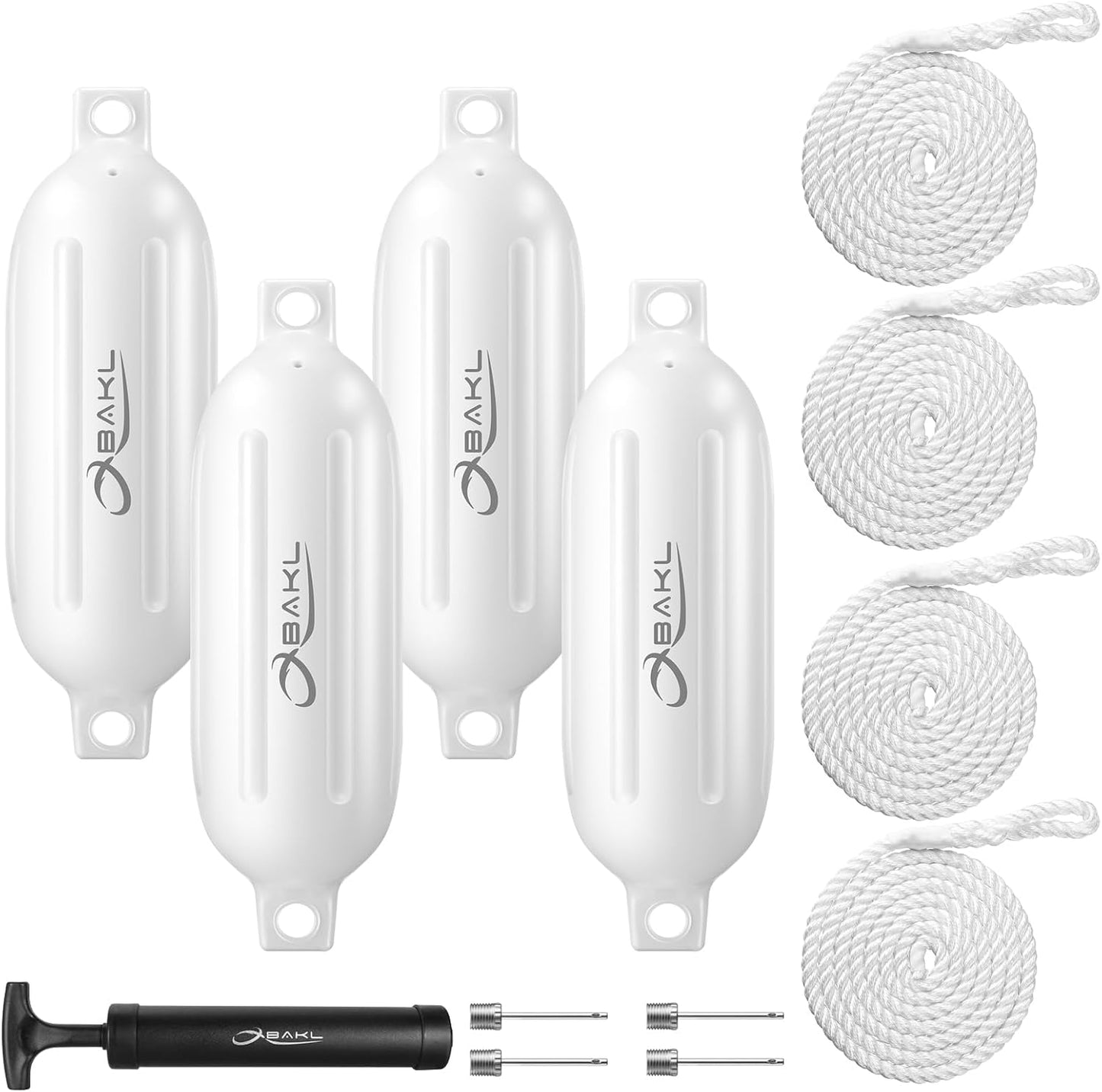 4 Parachoques Barco 5.5x20pulg Acanaladas con Ojos Gemelos