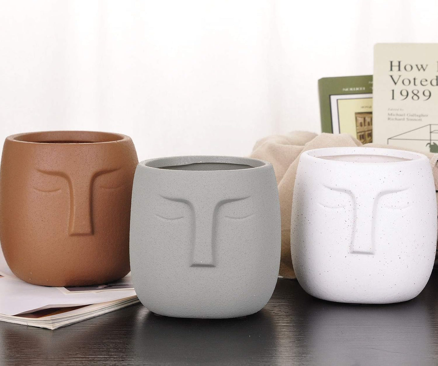Maceta cerámica marrón 5.5" para plantas decoración hogar