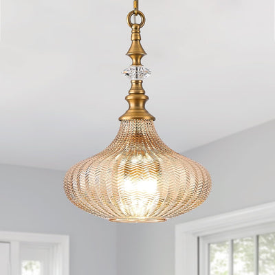 Lámpara colgante 3 luces candelabro vintage dorado vidrio