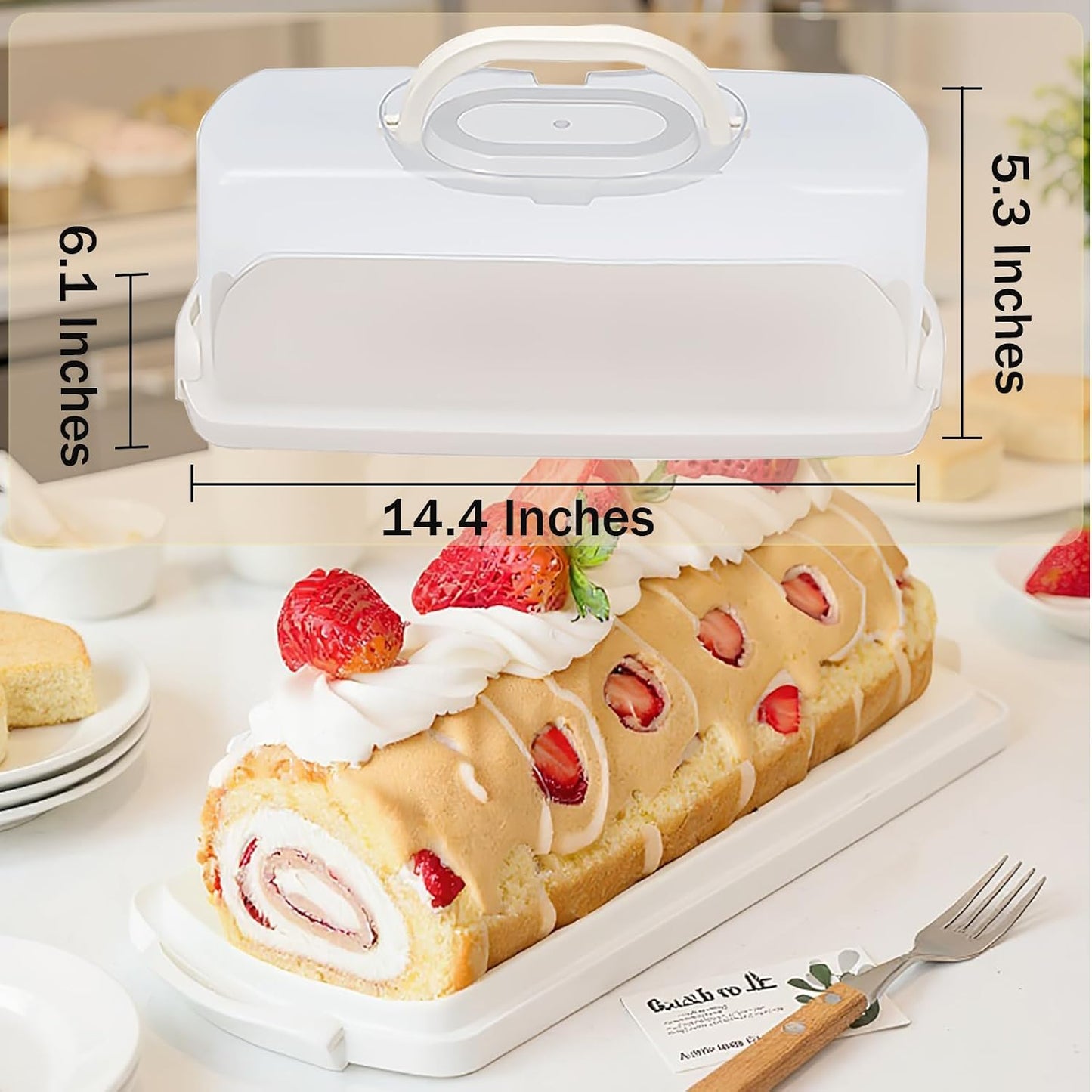 Caja pan rectangular plástico tapa transparente portátil
