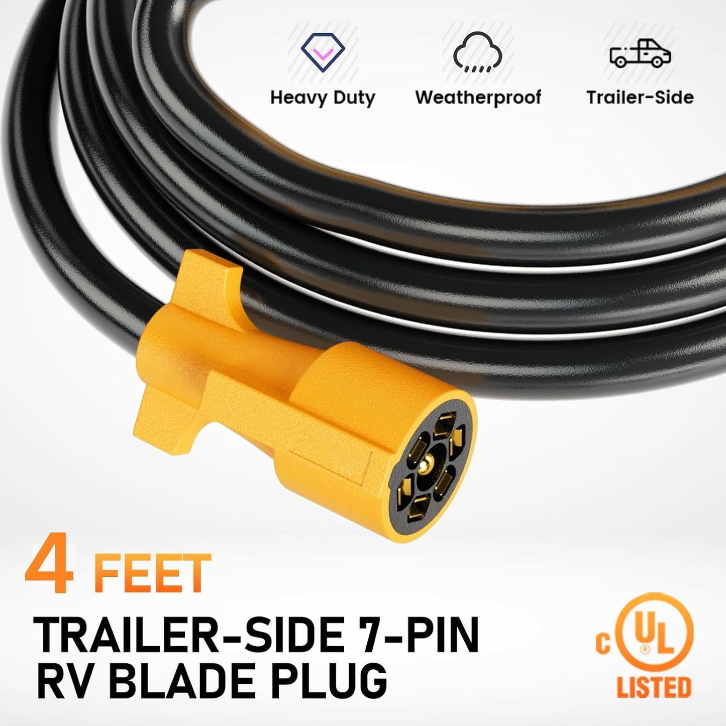 Arnés 7 pines 4ft para RV con conector 7 vías precableado