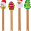 4 Espátulas Silicona Navidad con Mango Madera