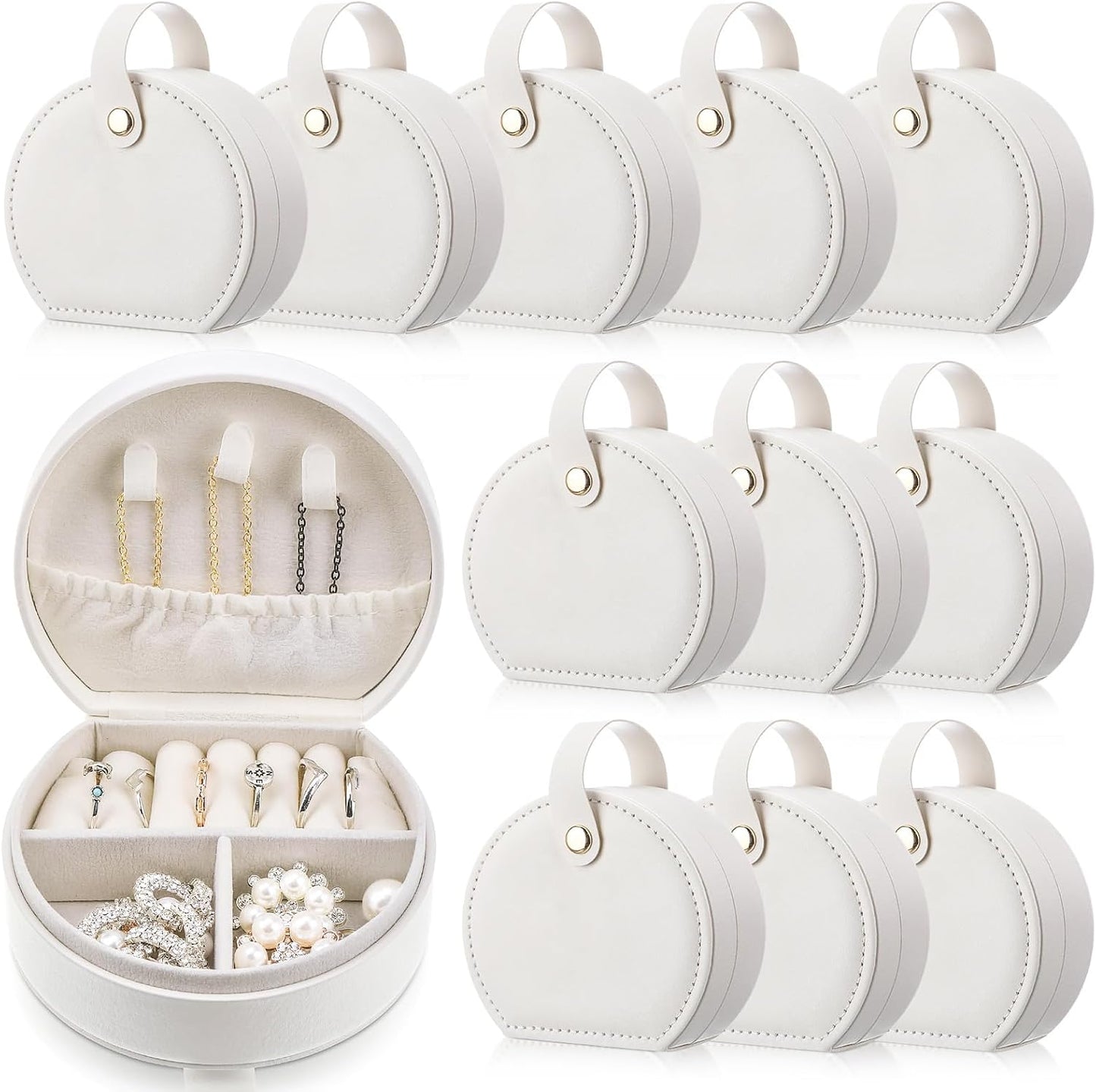 12 Pzas Joyero Viaje Cuero para Damas de Honor Blanco