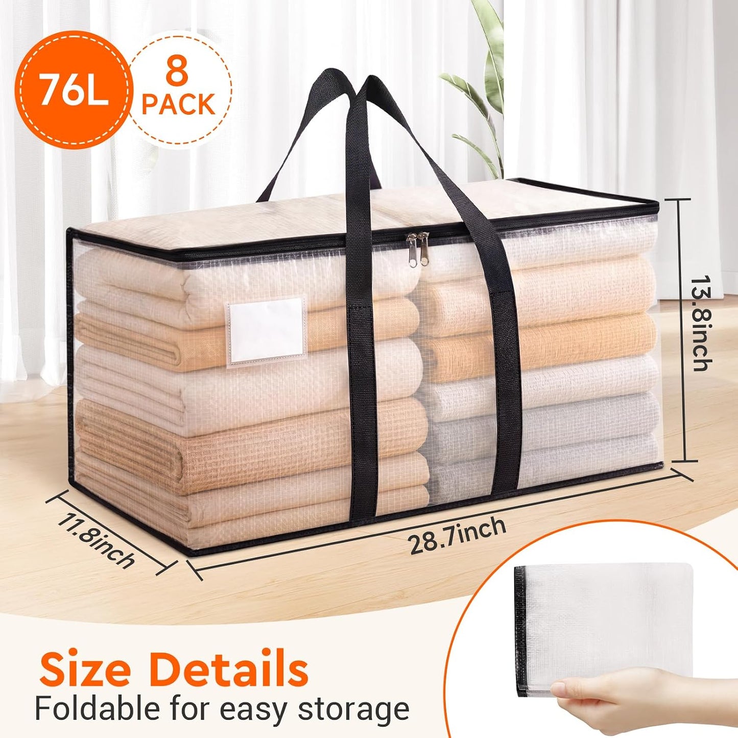 Bolsas mudanza transparentes 8 pzas asas reforzadas