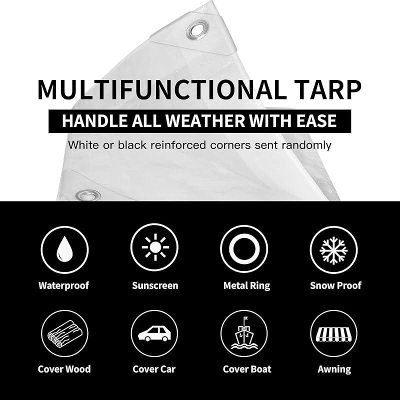 Lona Blanca Impermeable 30x30ft 7.5mil Multiusos