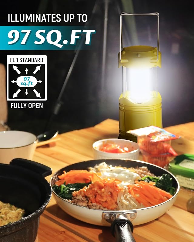 4 Linternas LED plegables con pilas para acampar