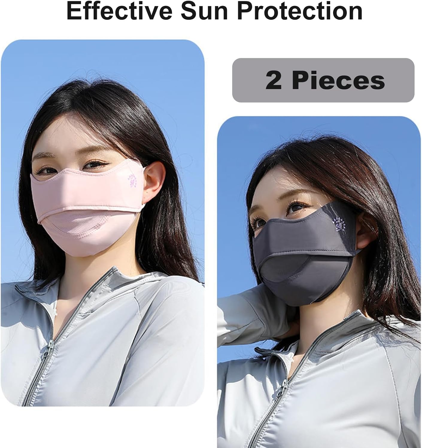 2 Máscaras UV Transpirables para Mujer Exteriores Reutilizables