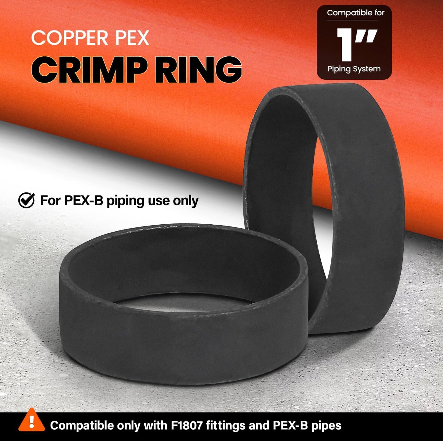 Anillos crimpado cobre 1pulg negro pack 25