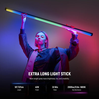 Tubo luz RGBWW 42W tipo vara con control APP 2.4G DMX