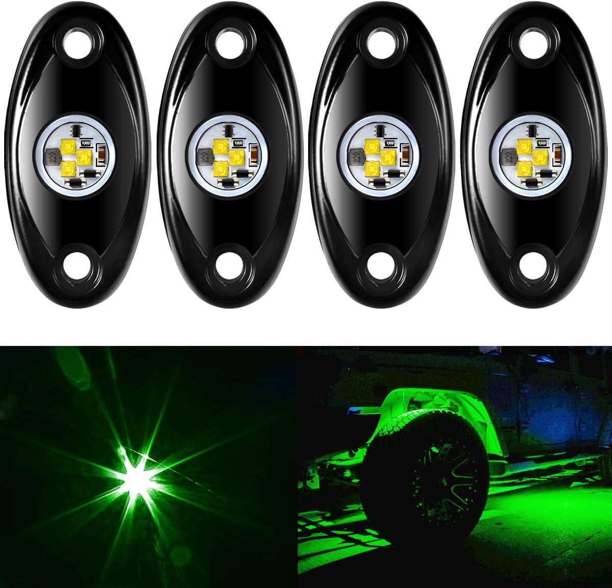 Lámpara LED 4uds para Jeep ATV SUV camión barco trailer verde