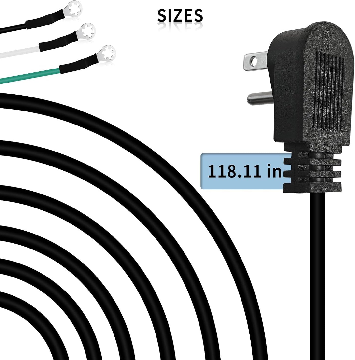 Cable alimentación repuesto lavavajillas 9.8ft 3x16awg 13A