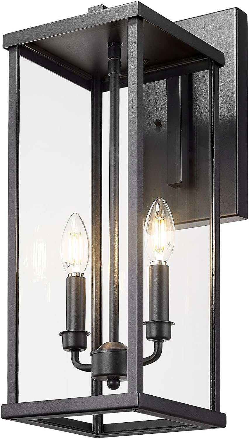 Lámpara aplique exterior 20pulg vidrio transparente negra