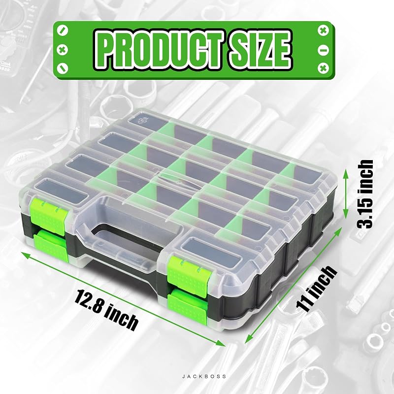 Caja herramientas 34 compartimentos doble cara con divisores