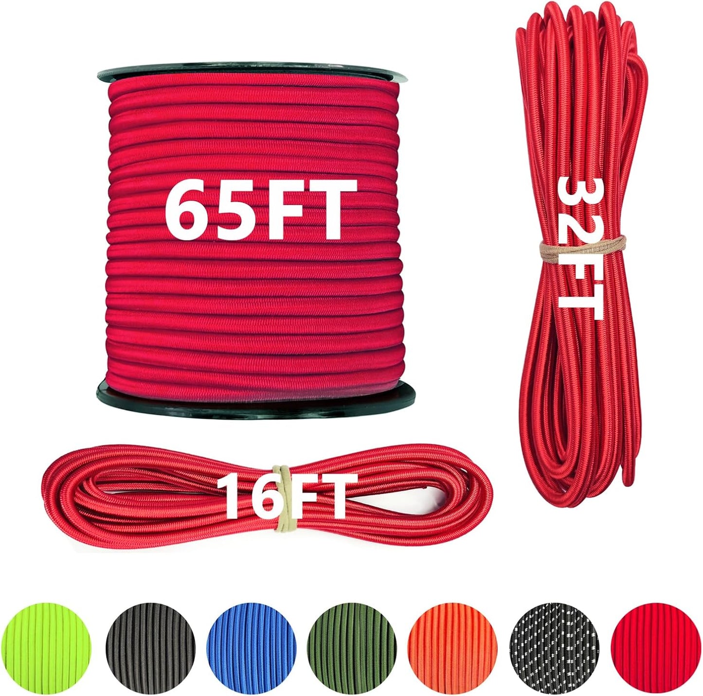 Cuerda elástica 1/4pulg x16ft para kayak y reparar tienda Rojo