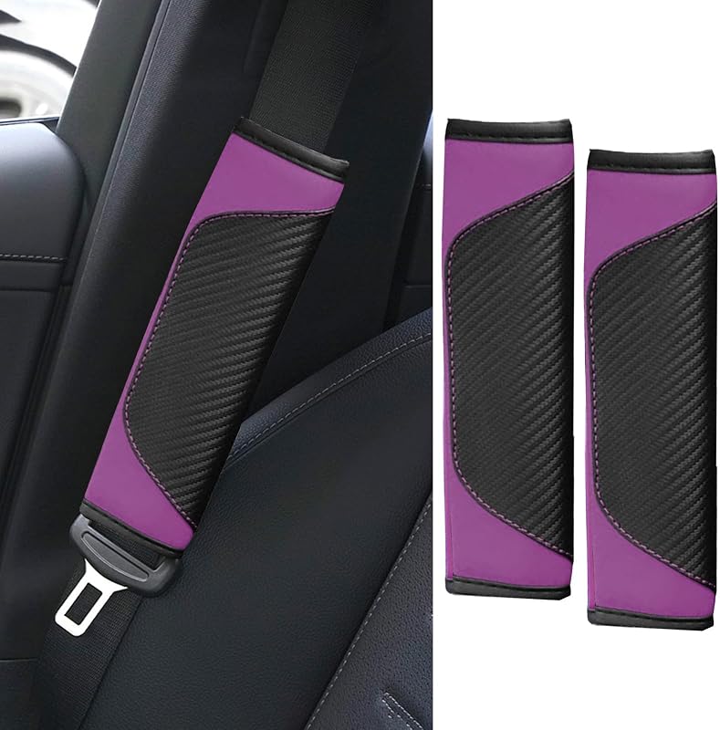 2 Almohadillas cinturón seguridad cuero fibra carbono suave