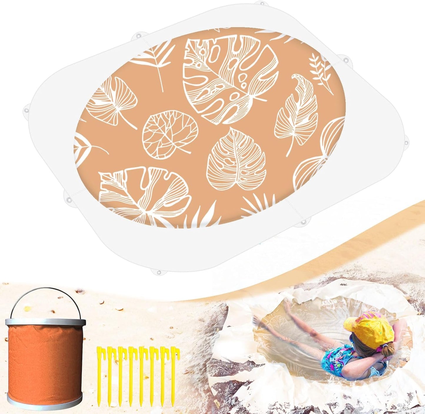 Piscina playa bebé manta impermeable 2en1 6.5x6.5ft plegable