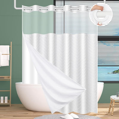Set cortina ducha forro presión blanco impermeable