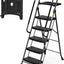Escalera plegable con pasamanos y pedal antiderrap negro