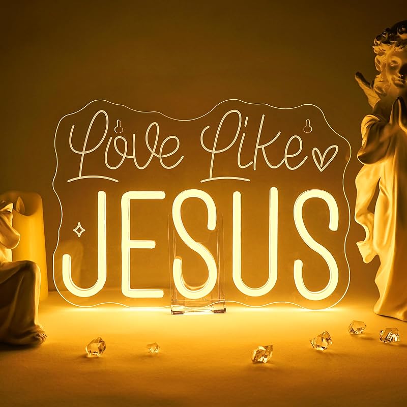 Letrero Neón Love Like JESUS LED USB Iluminación Ajustable