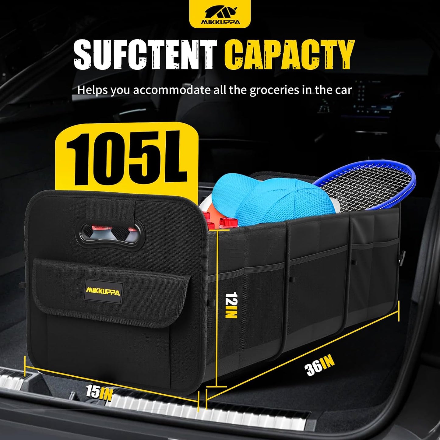 Organiz. maletero plegable 105L para SUV y camioneta