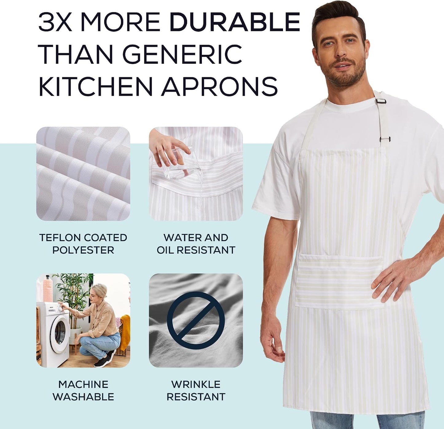 Delantal cocina resistente agua correa ajustable 33x27
