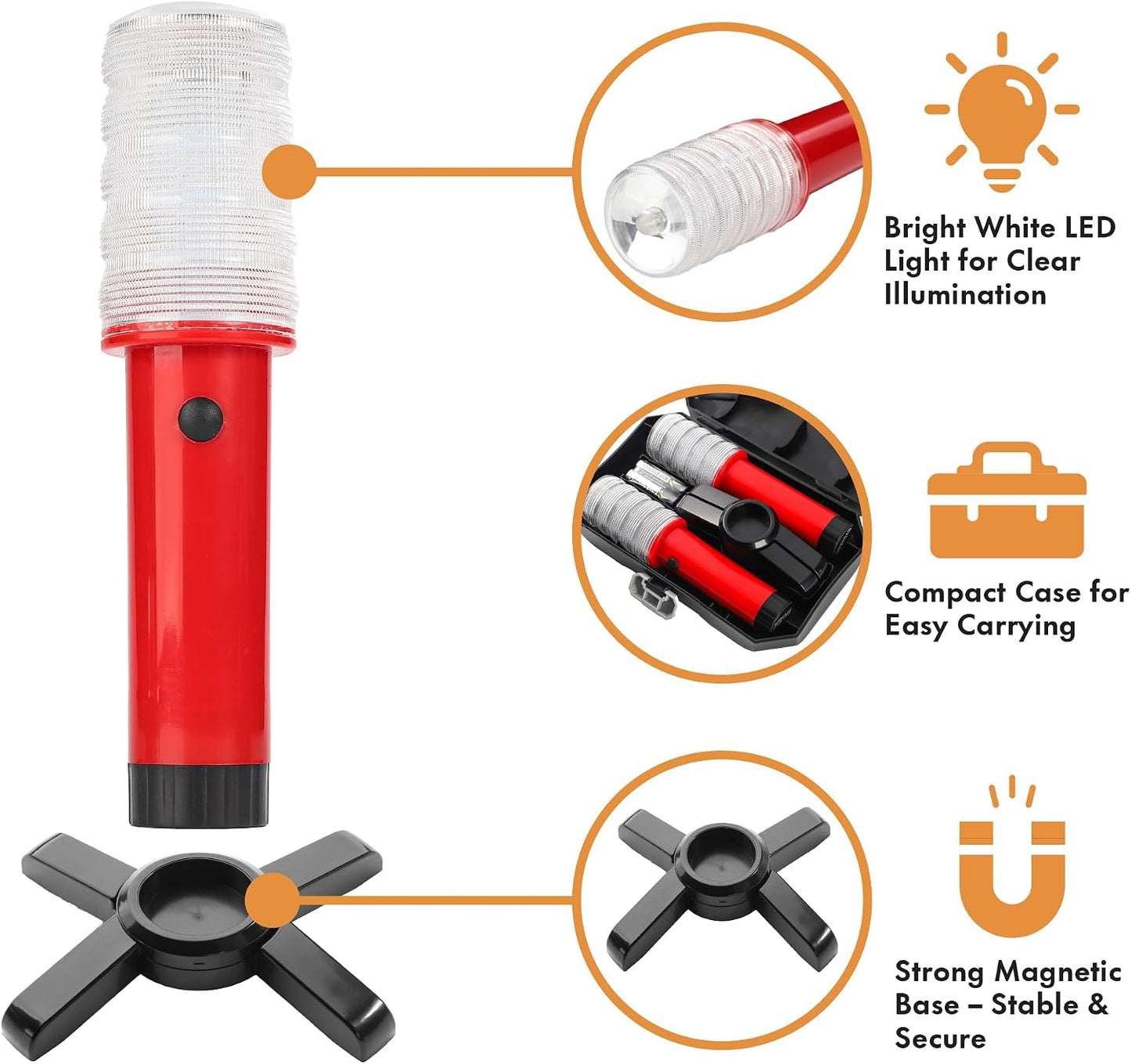 Set 4 luces LED estroboscópicas seguridad con base magnética