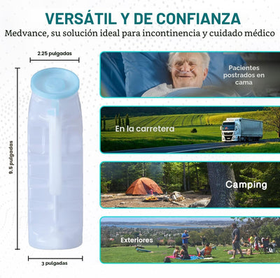 Orinal para hombre 33.8oz pack 2 tapa brillante a prueba de fugas