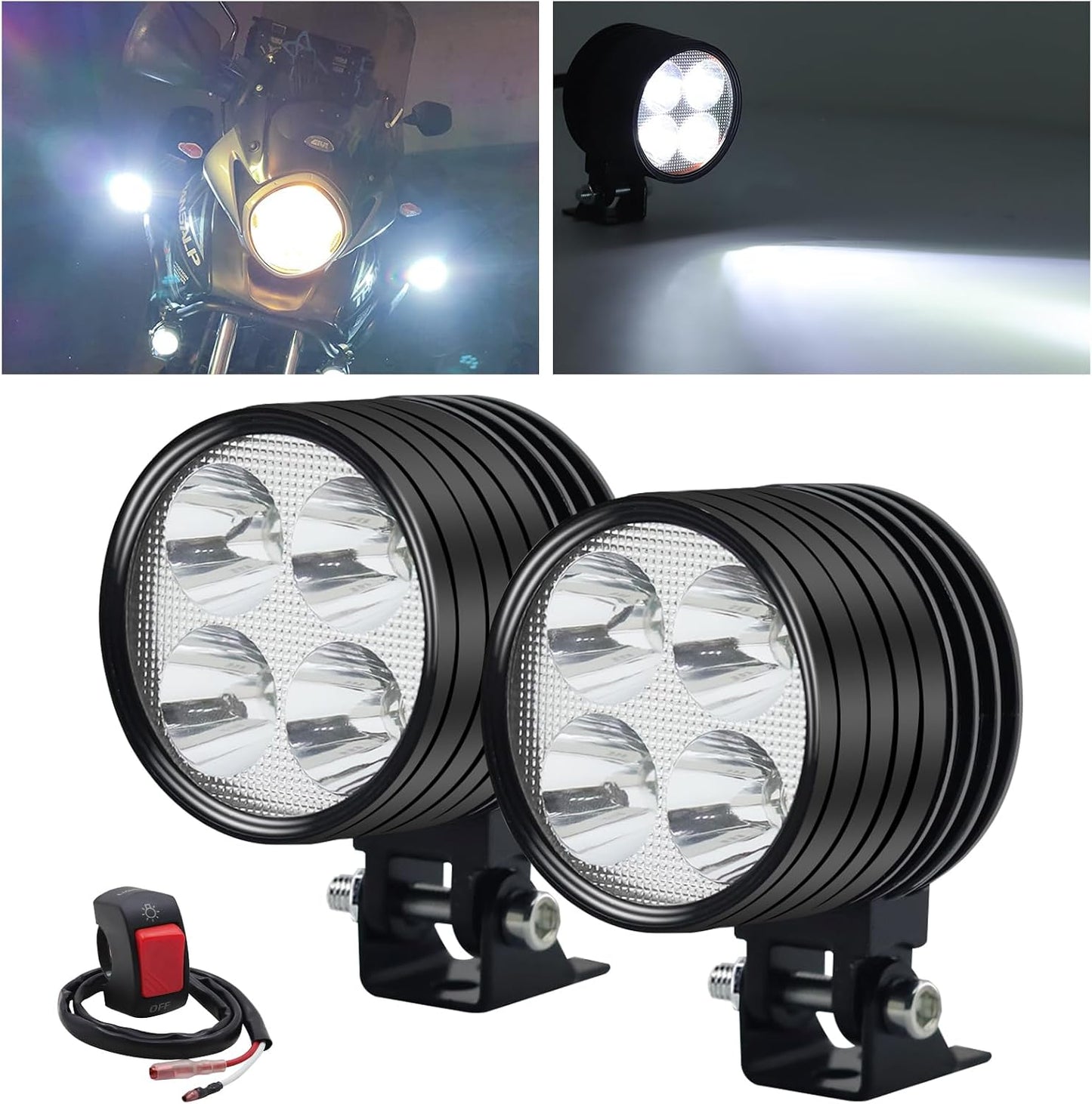 Luces LED antiniebla motocicleta 12/24V impermeables