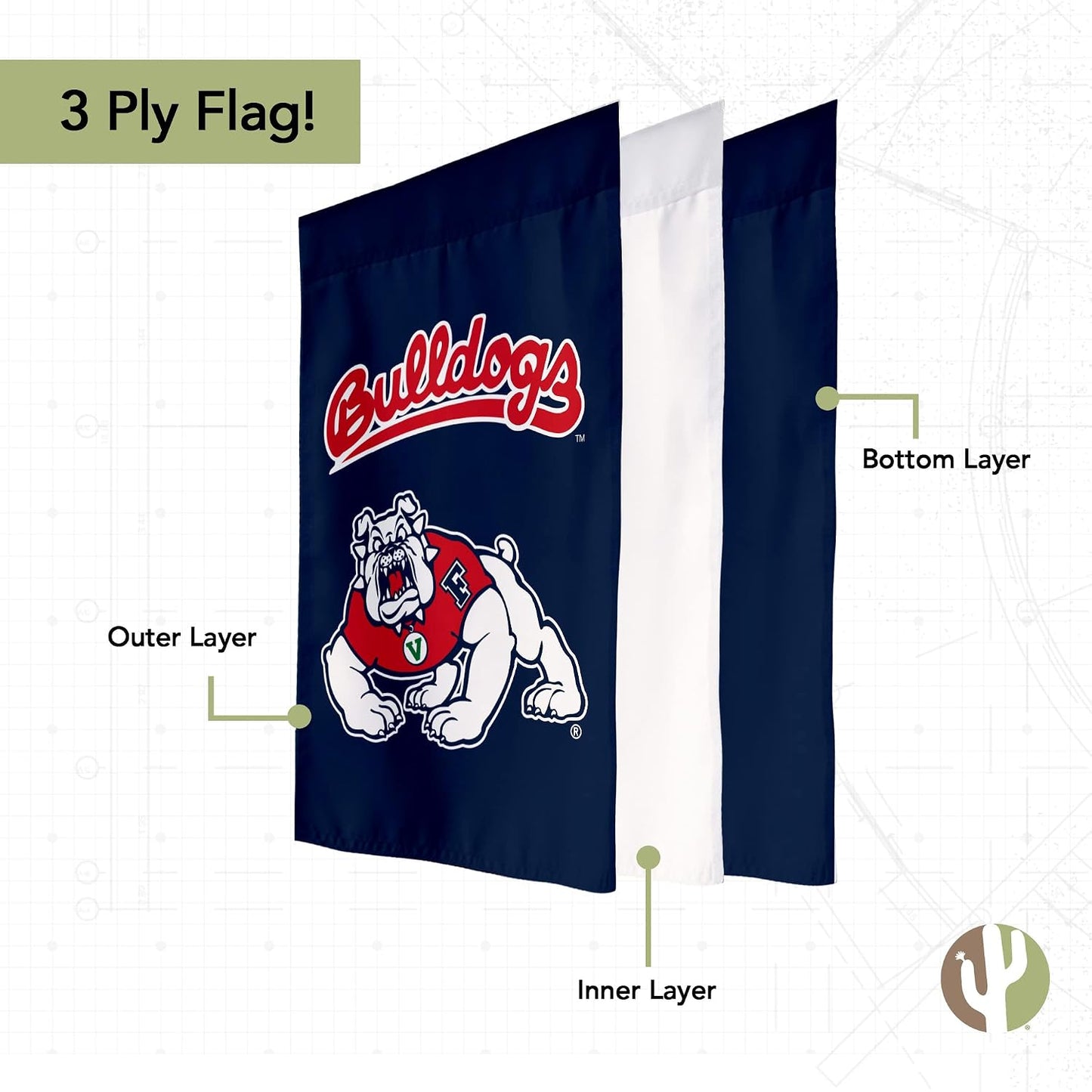 Bandera jardín Fresno State Bulldogs 100% poliéster