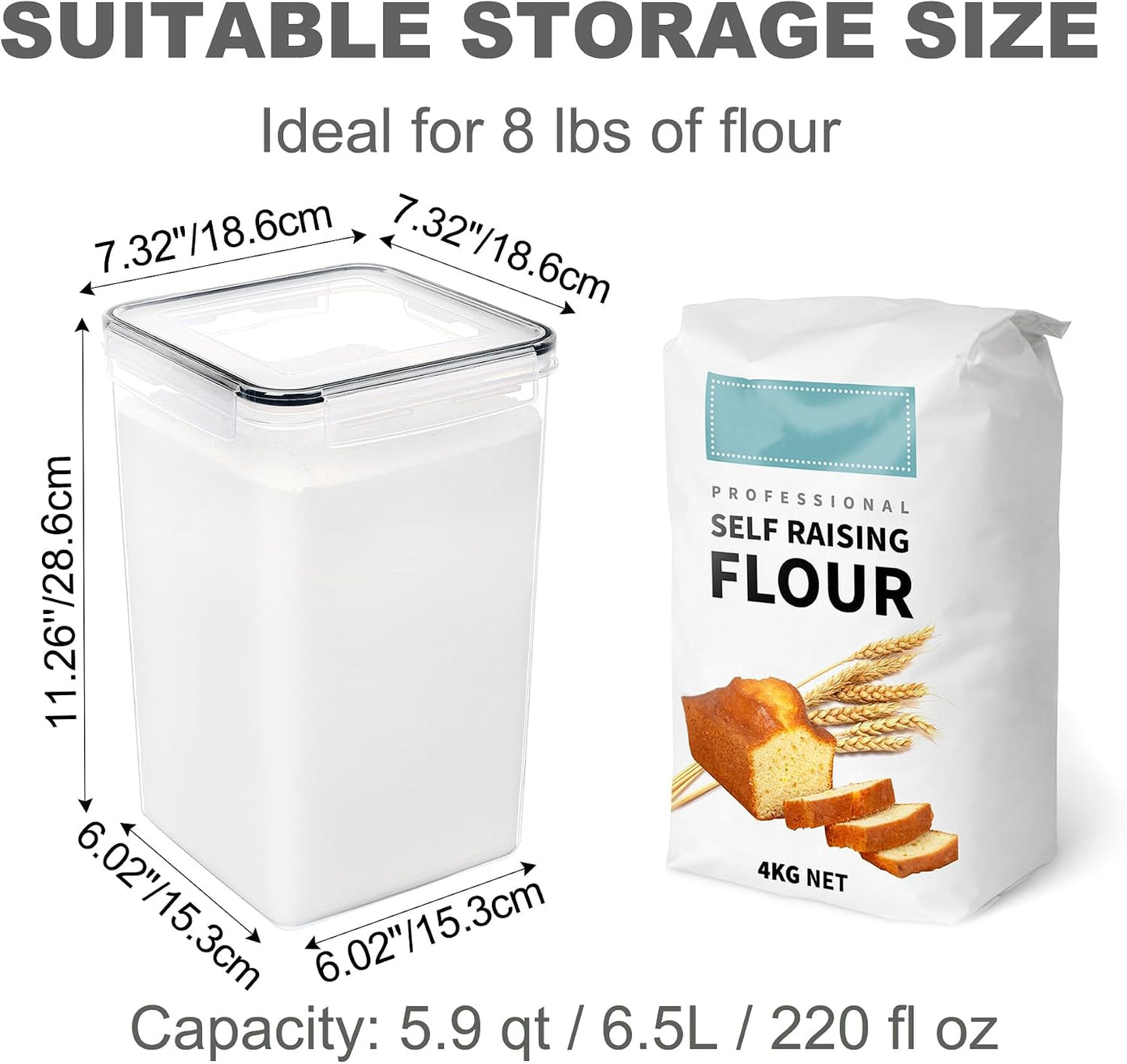 Recipientes alimento 6.5L con tapa hermética 5.9qt
