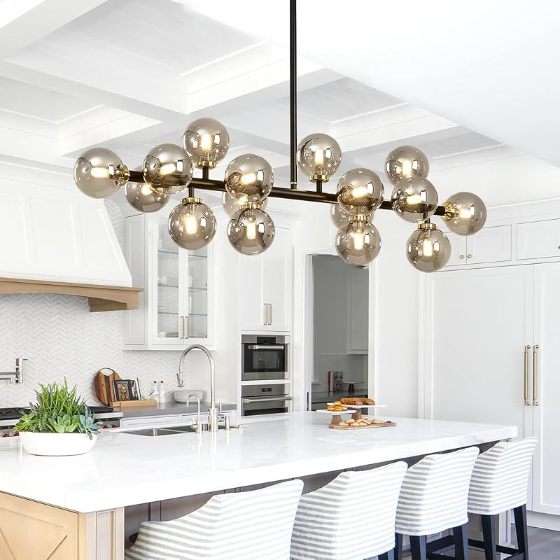 Candelabro moderno 39pulg 16 luces burbujas cristal
