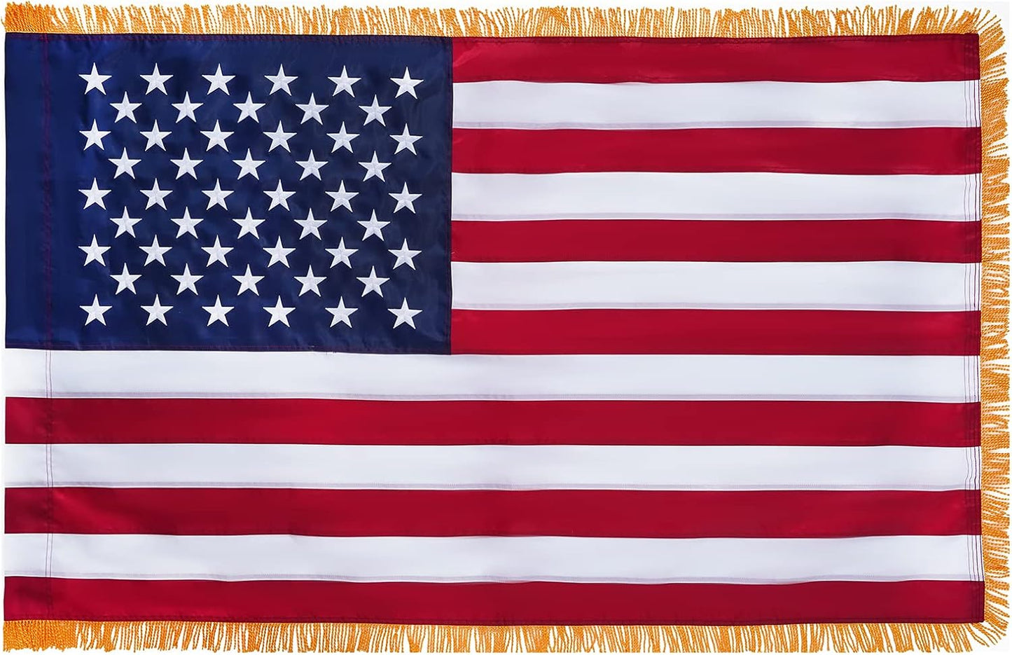 Bandera EE.UU. 3x5ft flecos dorados poliéster