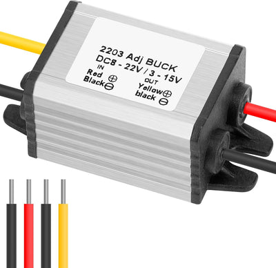 Convertidor buck 8-22v a 3-15v 12v 3a impermeable para motor coche
