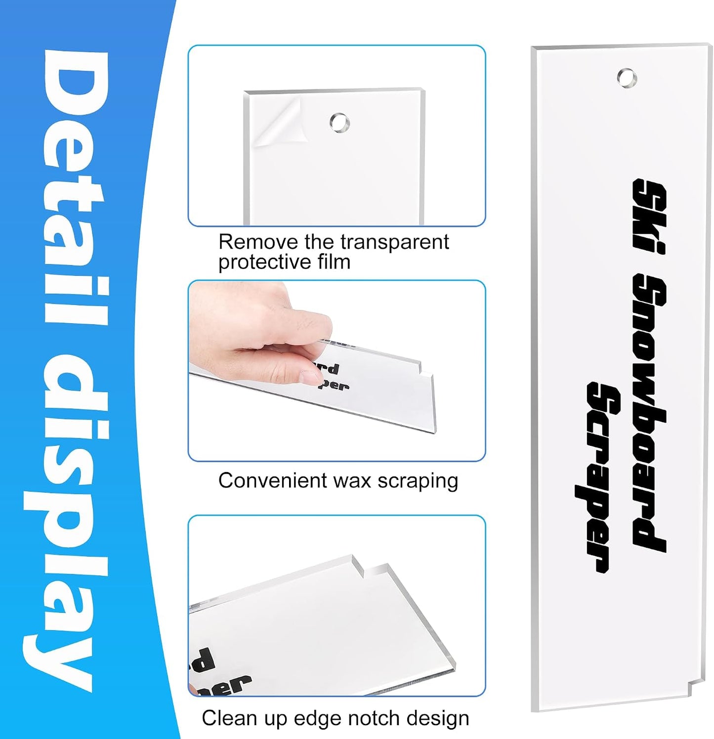 Raspador plástico para cera de snowboard 9x2.2pulg