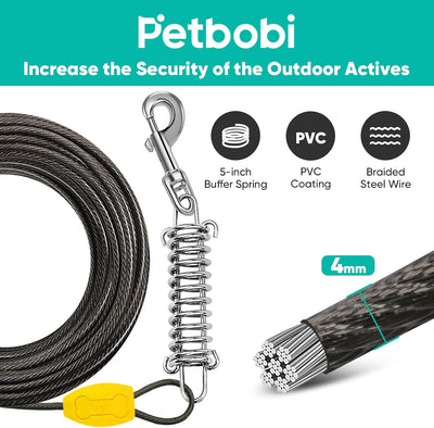 Cable amarre perro 50ft con estaca 16pulg sin enredos