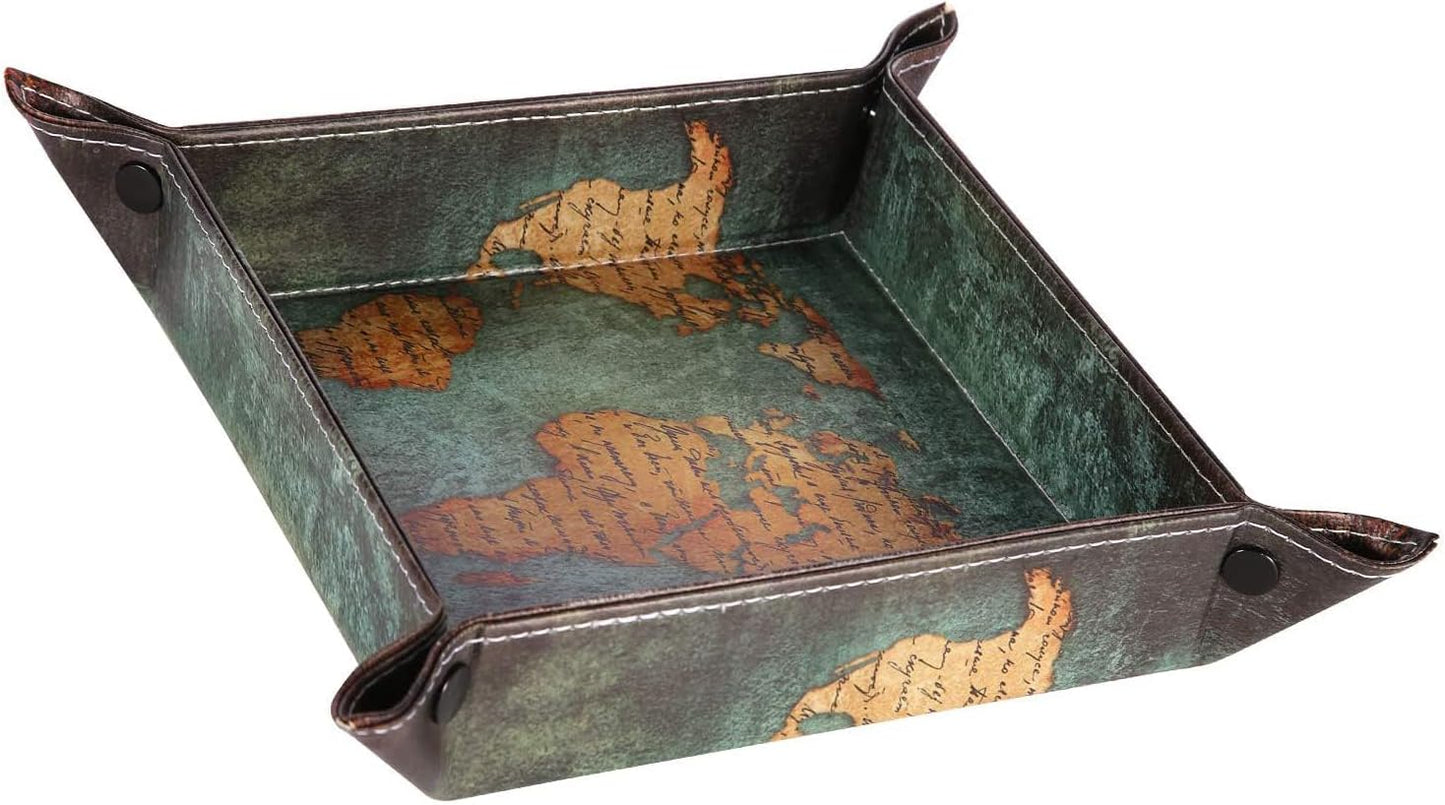 Bandeja catchall cuero vegano para escritorio con soporte