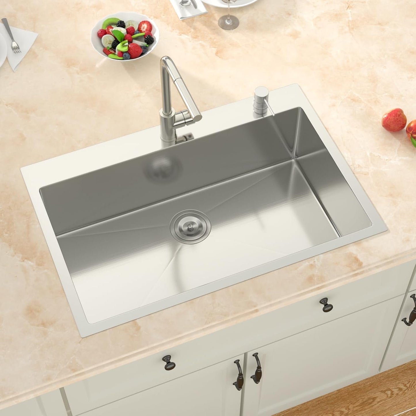 Fregadero cocina empotrable 33x22pulg acero inox