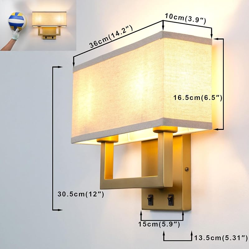Lámpara pared bohemia 2 luces latón dormitorio